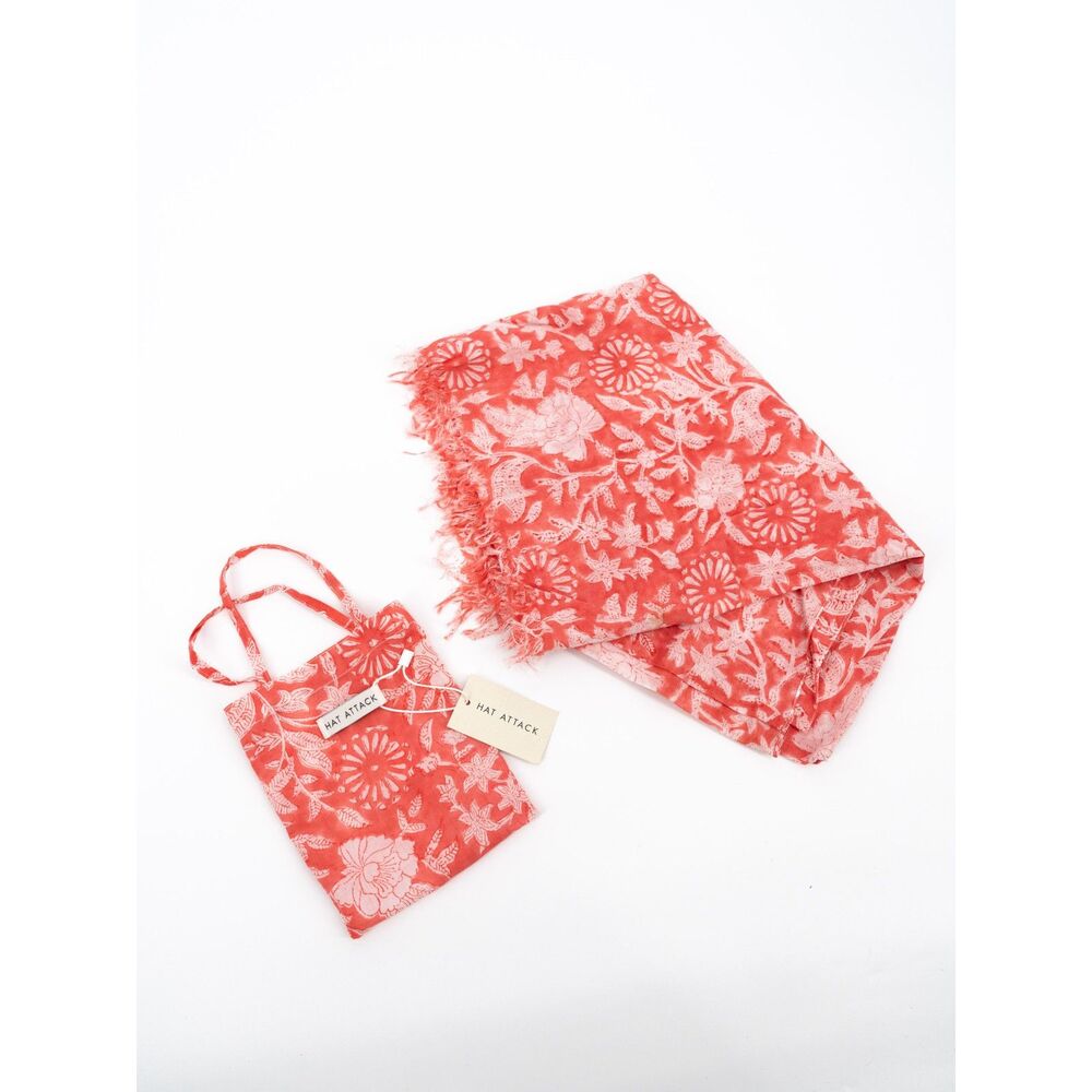 Hat Attack Womens Sarong Skirt Bathing Suit Cover Up Orange Floral With Bag